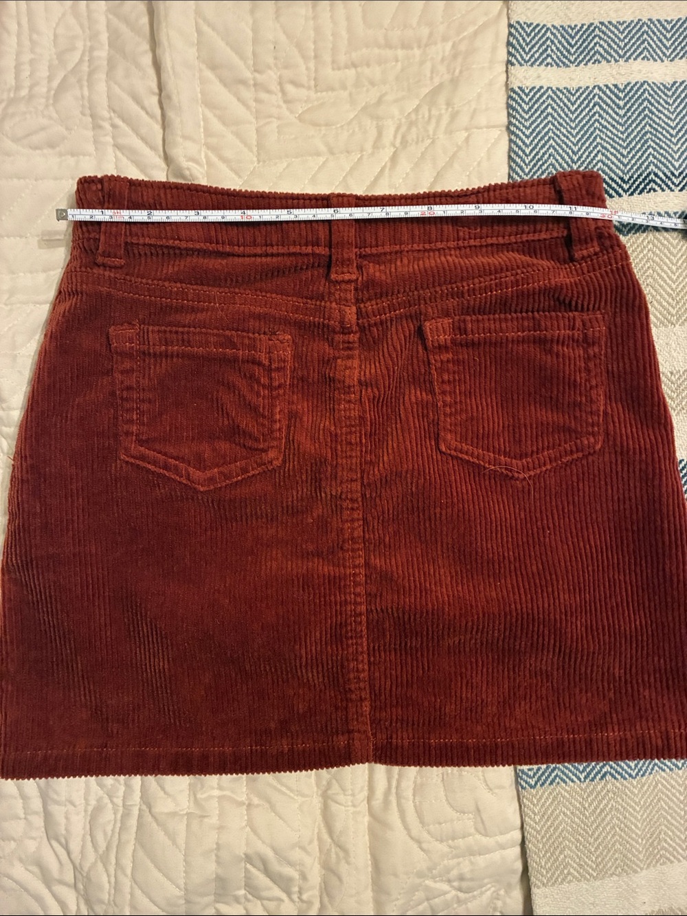 Women's Rust Corduroy Button-Front Mini Skirt